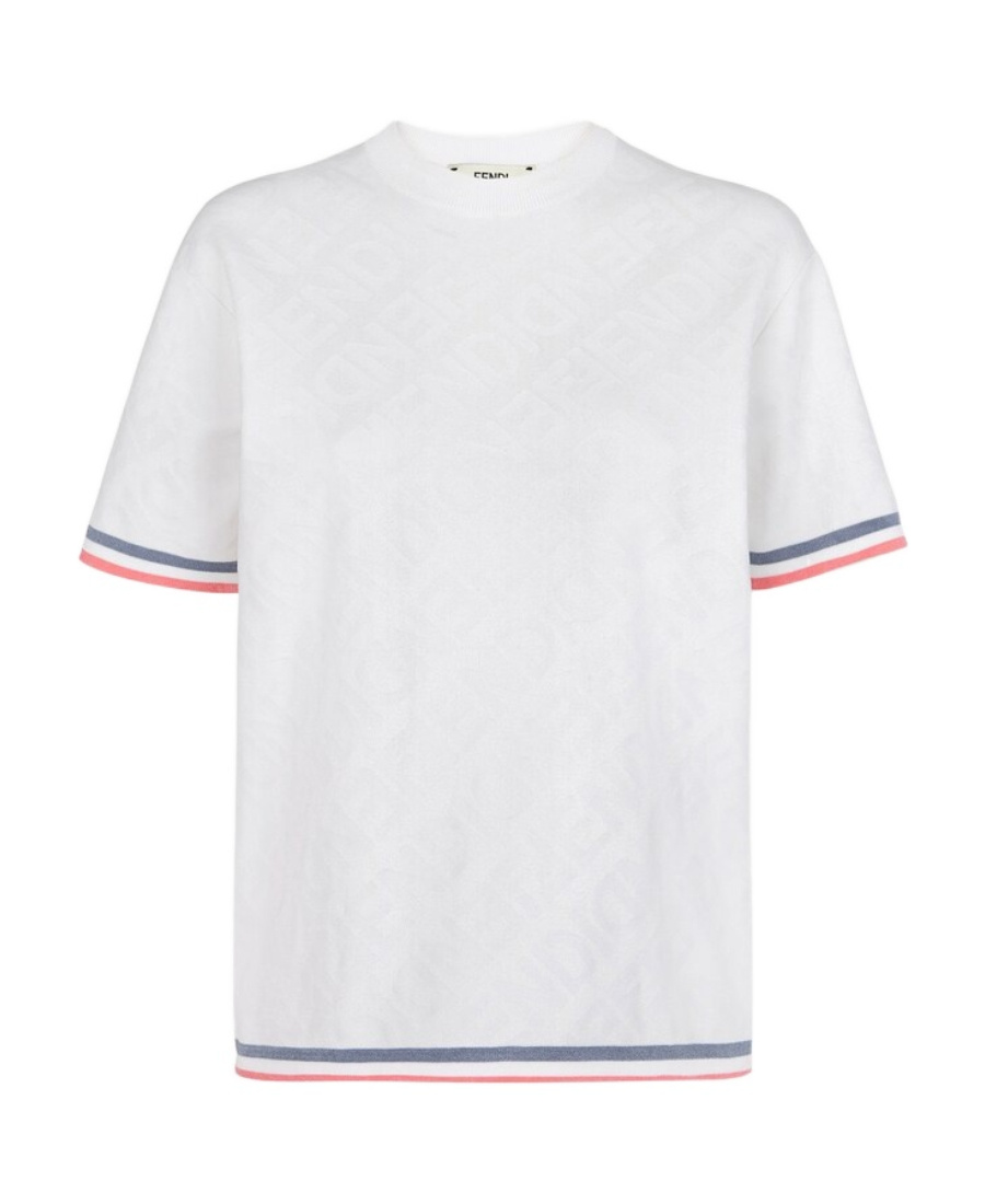 Fendi Logo-embroidered Cotton-blend T-shirt In White