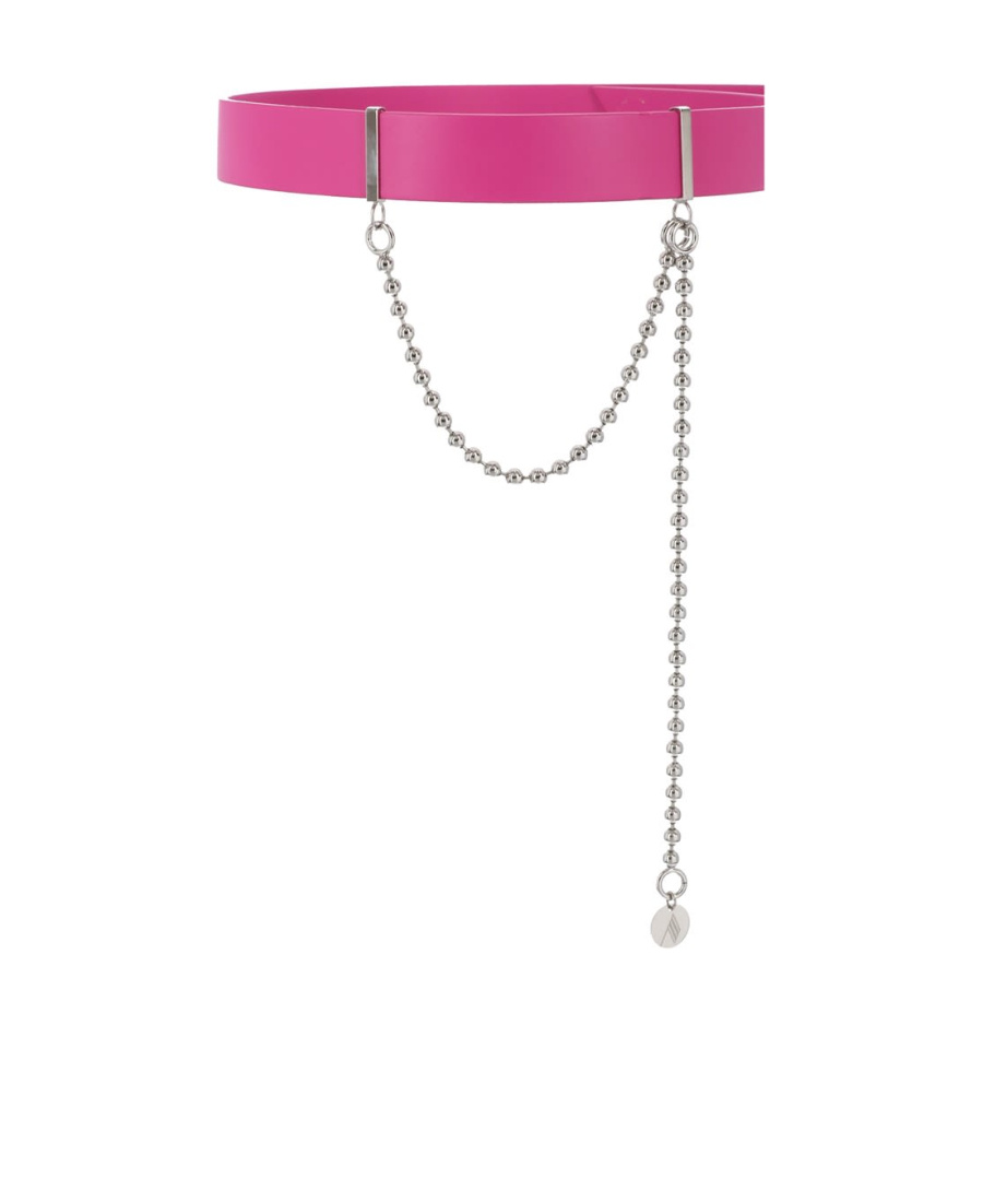 Attico Chain-embellished Leather Belt In Pink