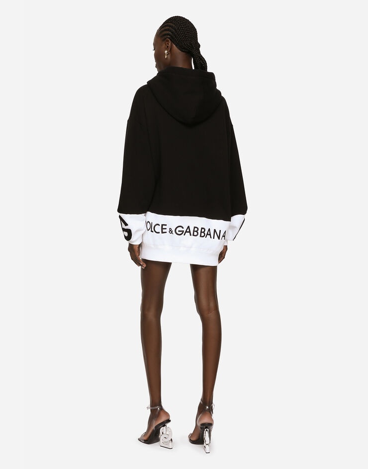 Dolce & Gabbana Dg Logo Colorblocked Hooded Sweatshirt In Black