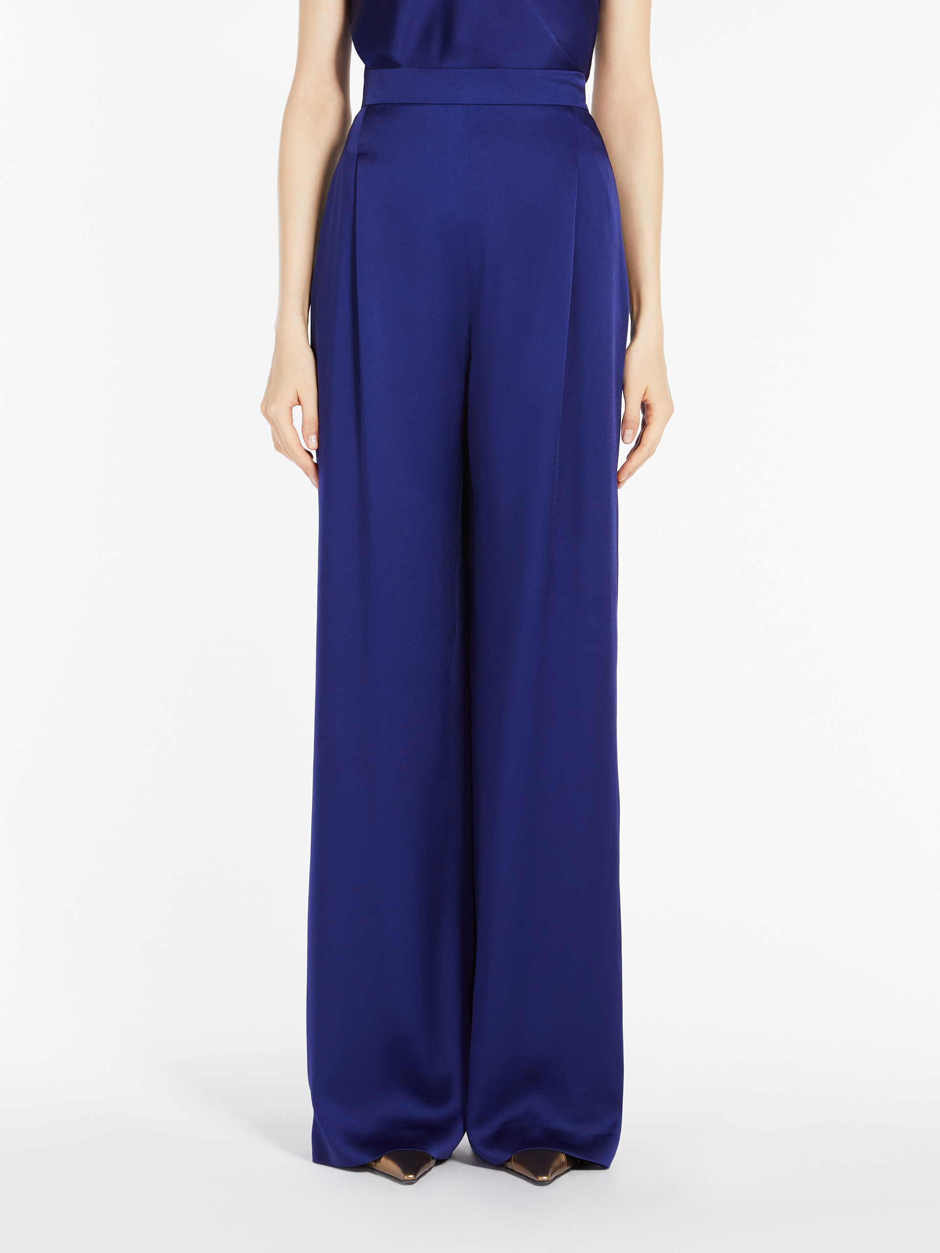 Max Mara Pleated Casual Pants In Blue