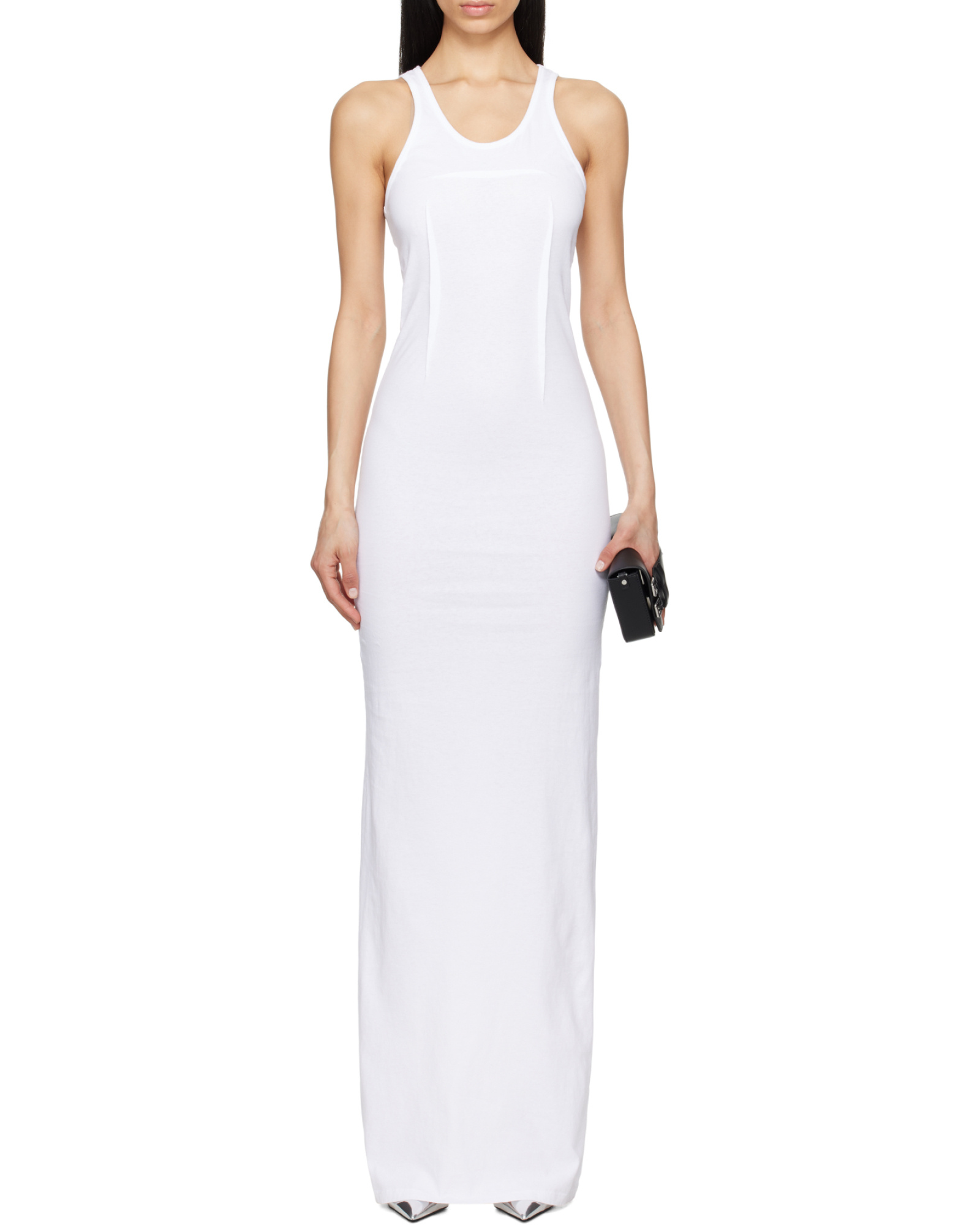 Mm6 Maison Margiela White Heavy Cotton Jersey Maxi Dress