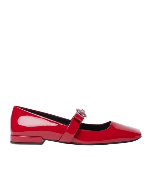 Versace Gianni Ribbon Ballerines In Red