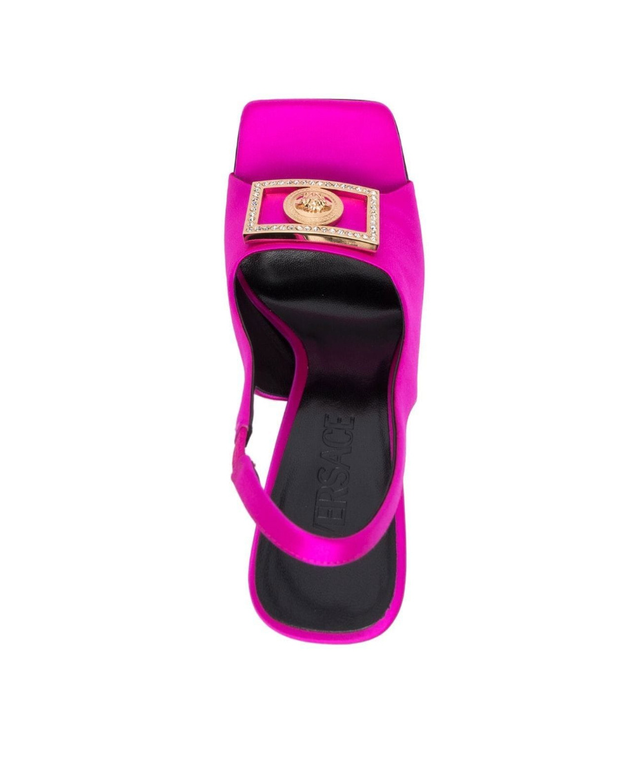 Versace Medusa Plaque Heeled Sandals In Pink