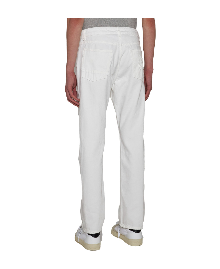 Palm Angels Logo-embossed Straight Jeans In White