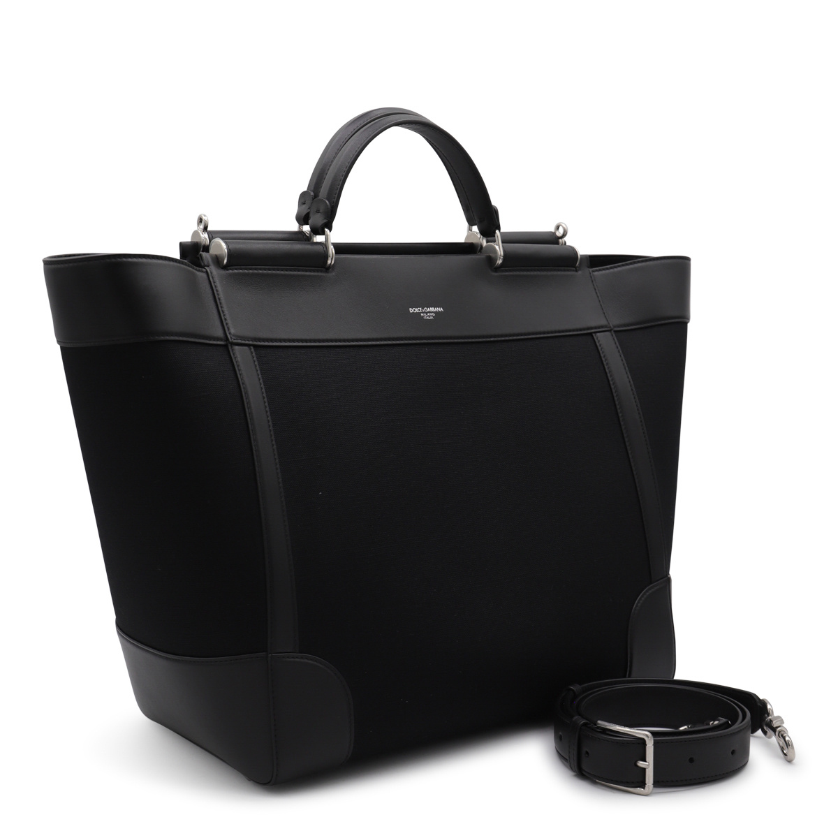 Dolce & Gabbana Dolce&gabbana Black Fabric And Leather Tote Bag In Black