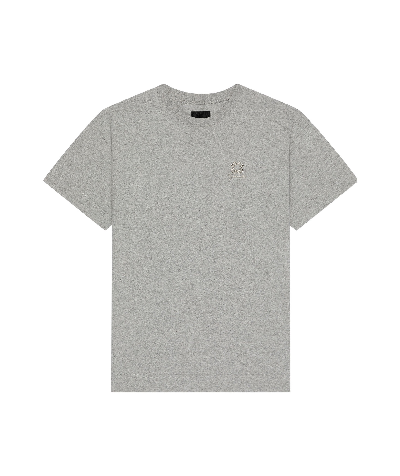 Givenchy T-shirt In Cotton With Crystals And 4g Detail In Gray