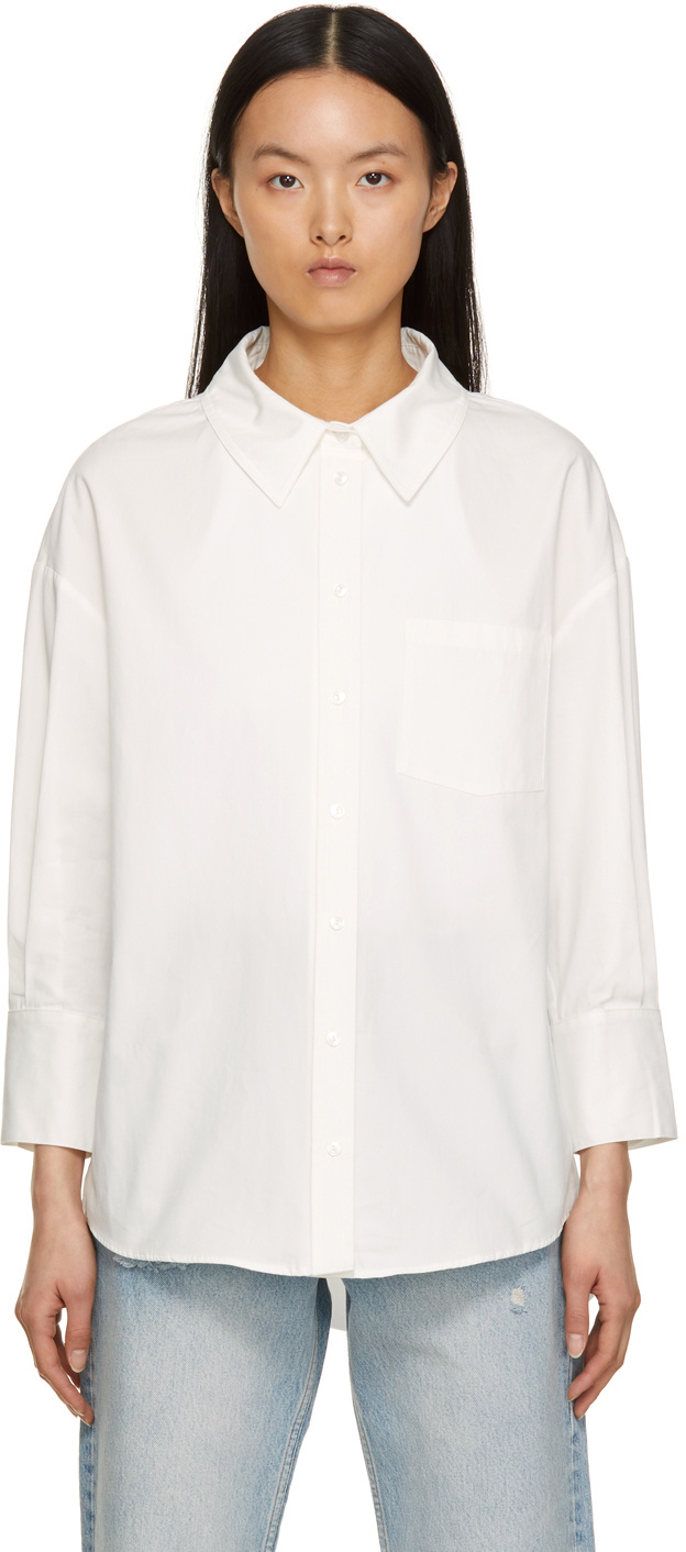 Shop Anine Bing Mika Long-sleeve Shirt In White
