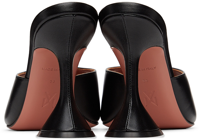 Shop Amina Muaddi Black Logo High-heeled Sandals