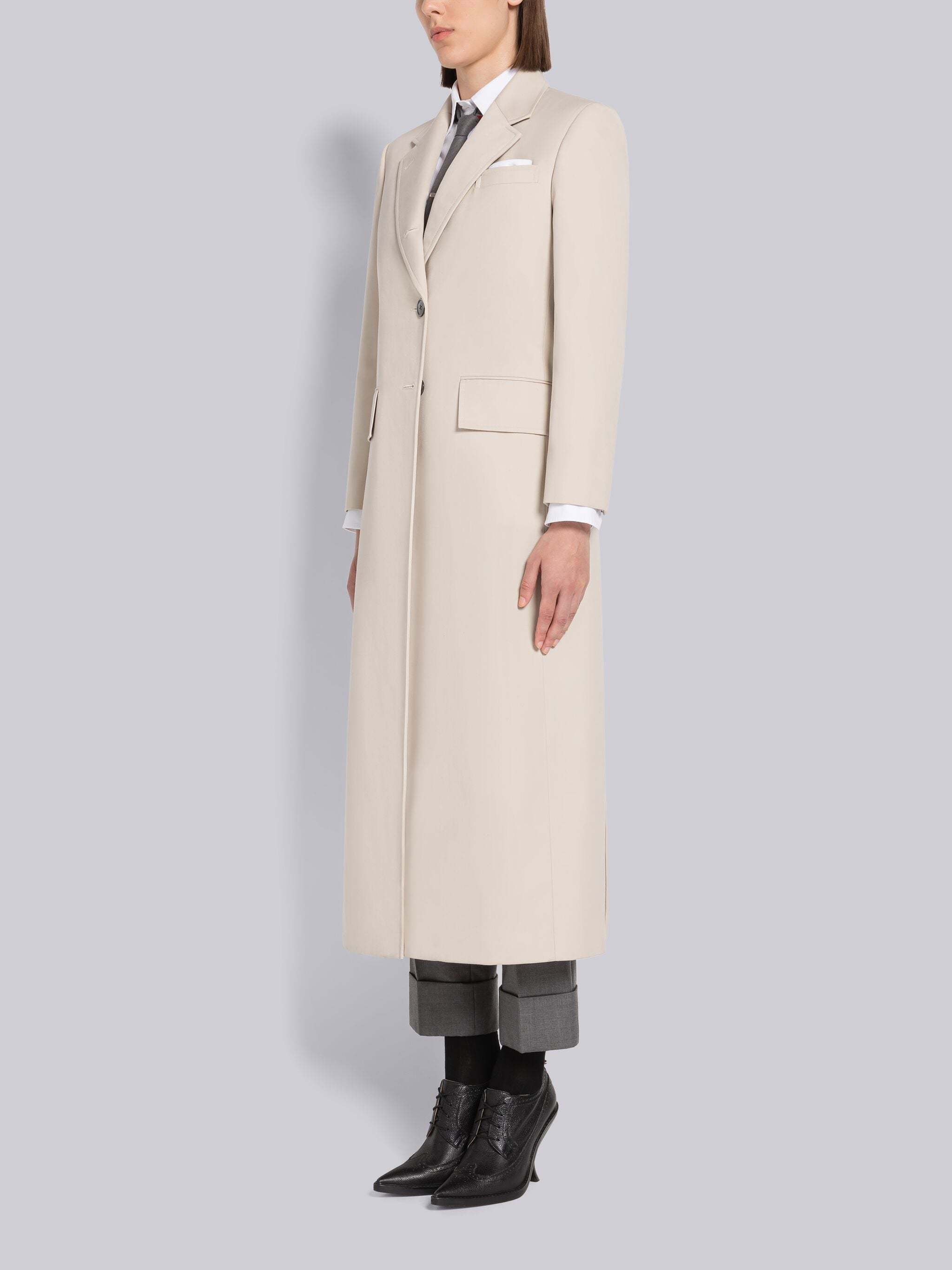 Thom Browne Wide-lapel Flap-pockets Overcoat In White