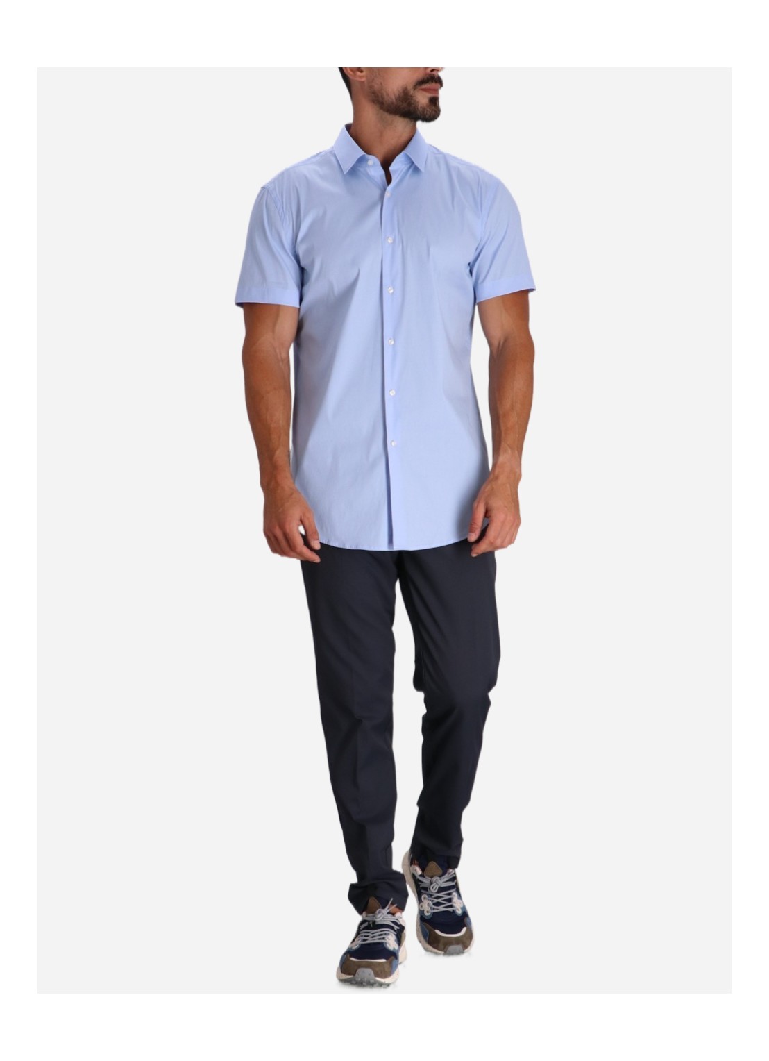 Hugo Boss Boss Roan Kent Geo Print Short Sleeve Performance Button-up Shirt In Blue