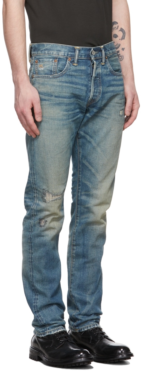 Rrl Blue Five Pockets To Make Old Jeans In Green