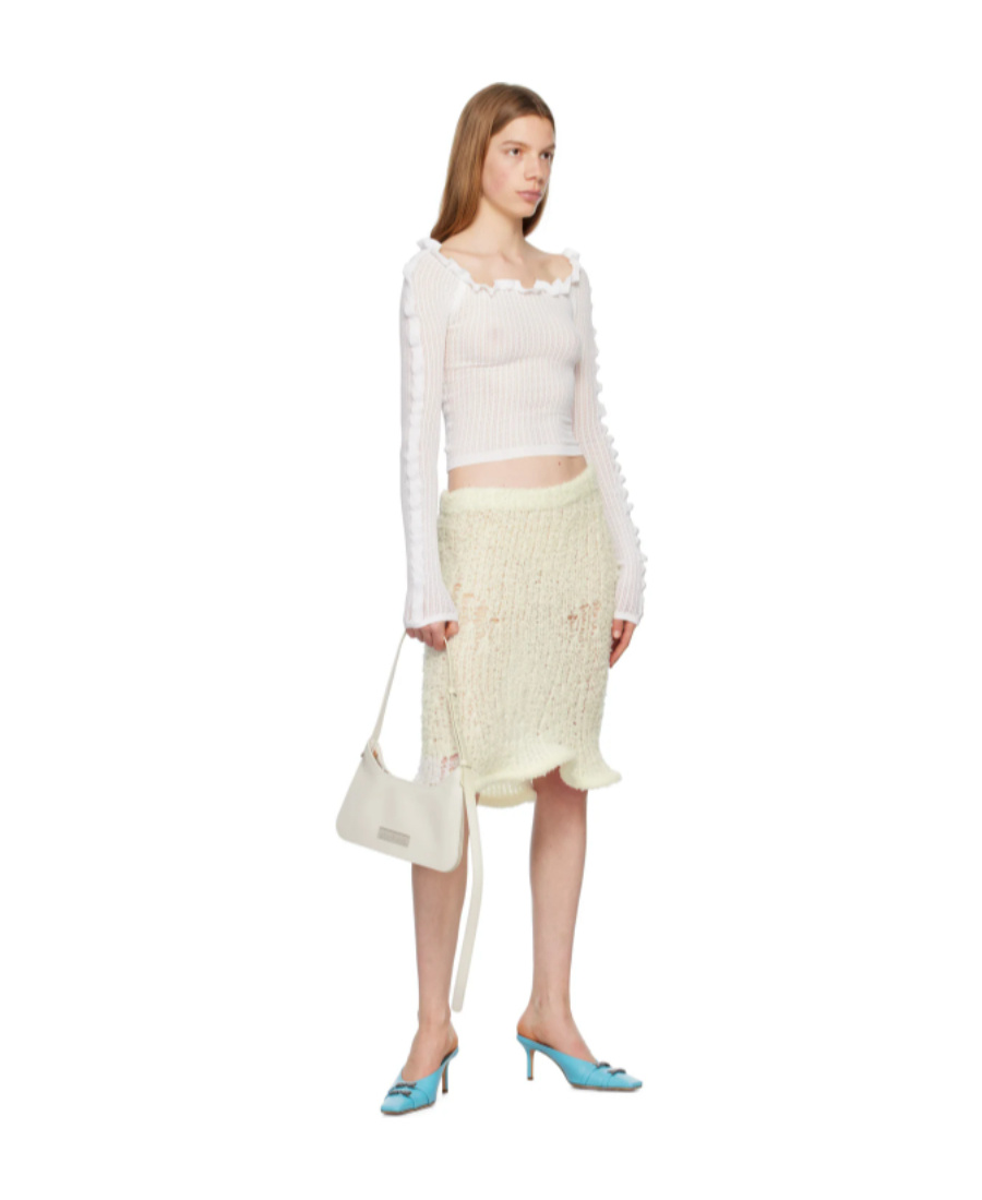 Acne Studios Flared Hollowed Out Knitted Skirt In White