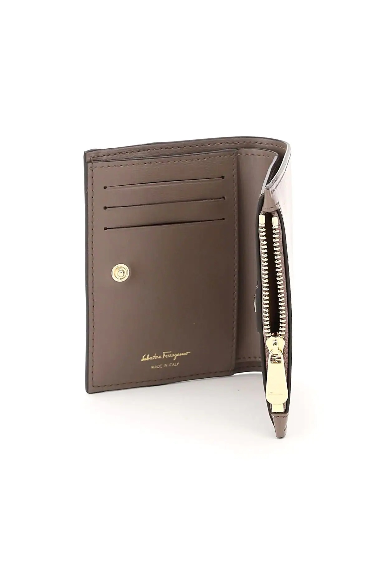 Ferragamo A Half-fold Wallet Decorated With A Bow In Gray