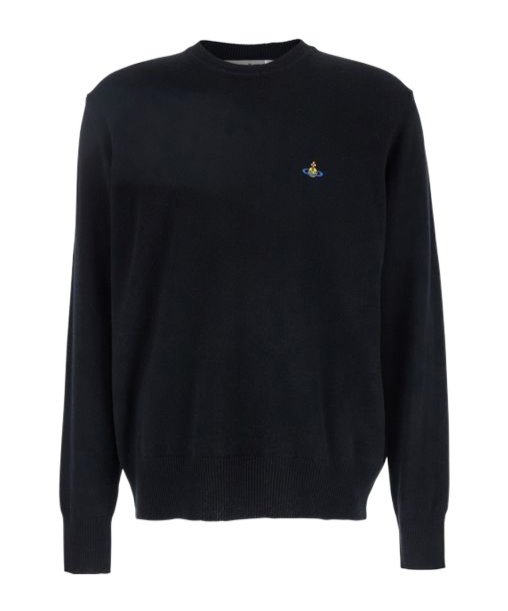 Vivienne Westwood Raglan Sleeve Black Sweatshirt With Embroidered Detail In Black