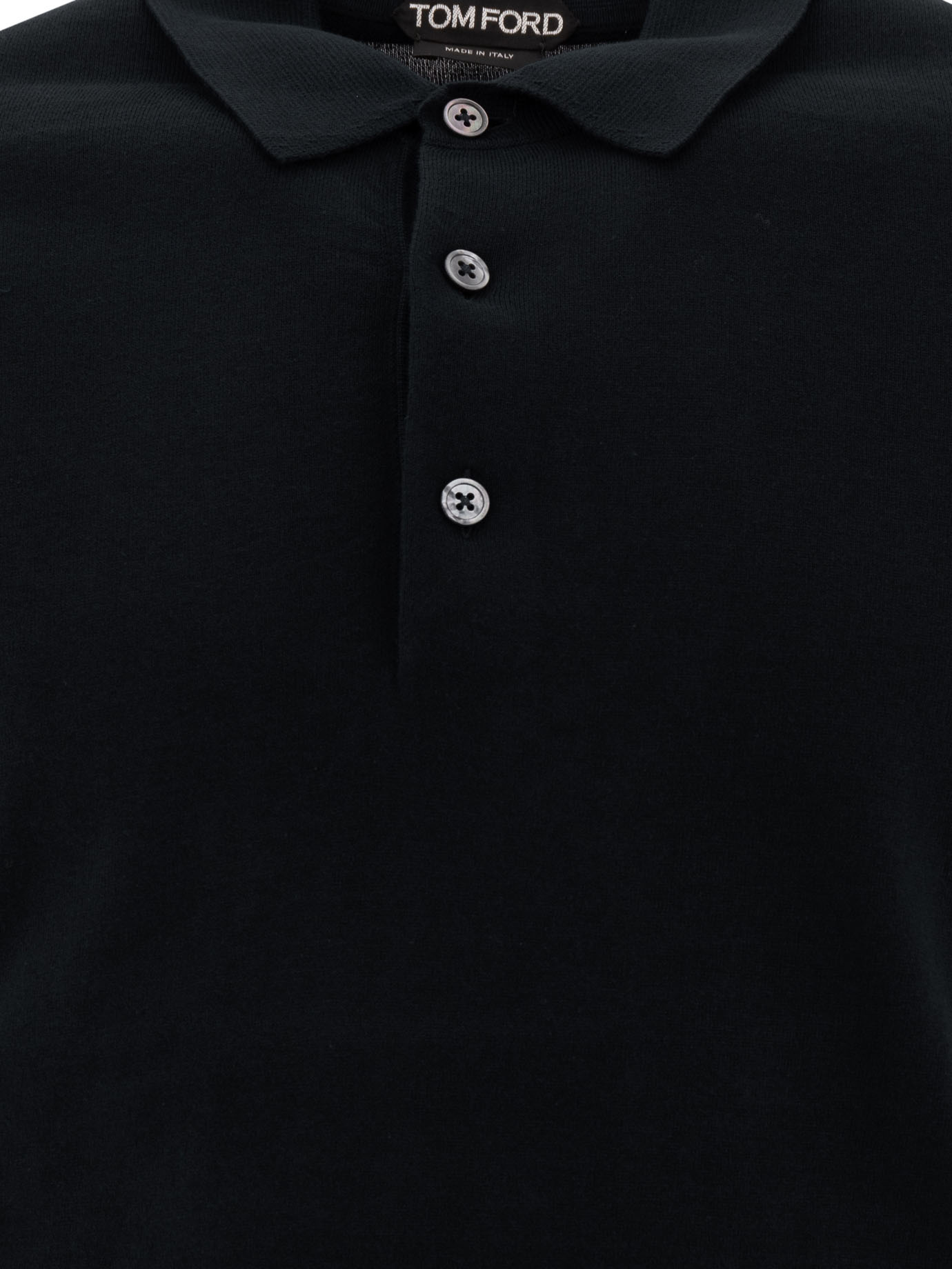 Tom Ford Logo Embroidery Cotton Polo Shirt In Black