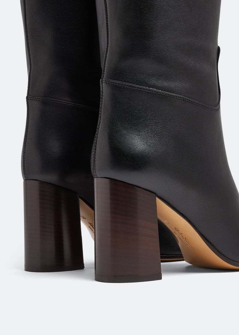 Ferragamo Woman Boot Black Size 8 Leather In Black