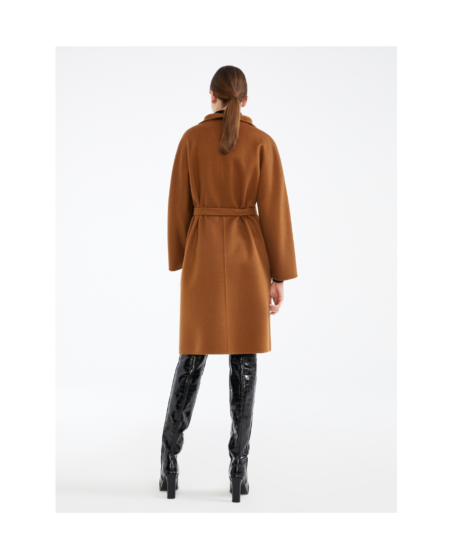 Max Mara Vertical Collar Double-sided Cashmere Coat In Brown