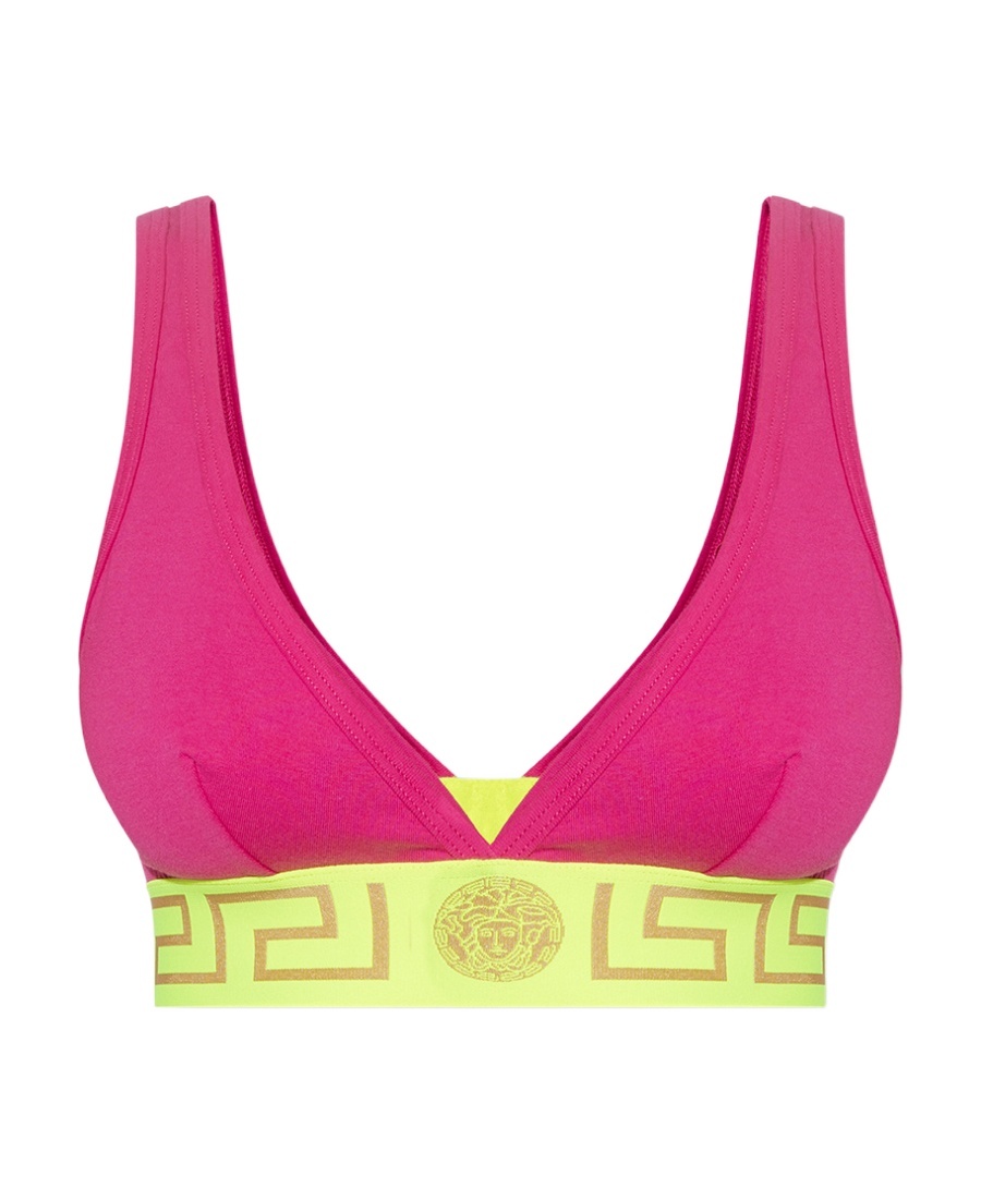 Versace Greca-print Bra In Pink
