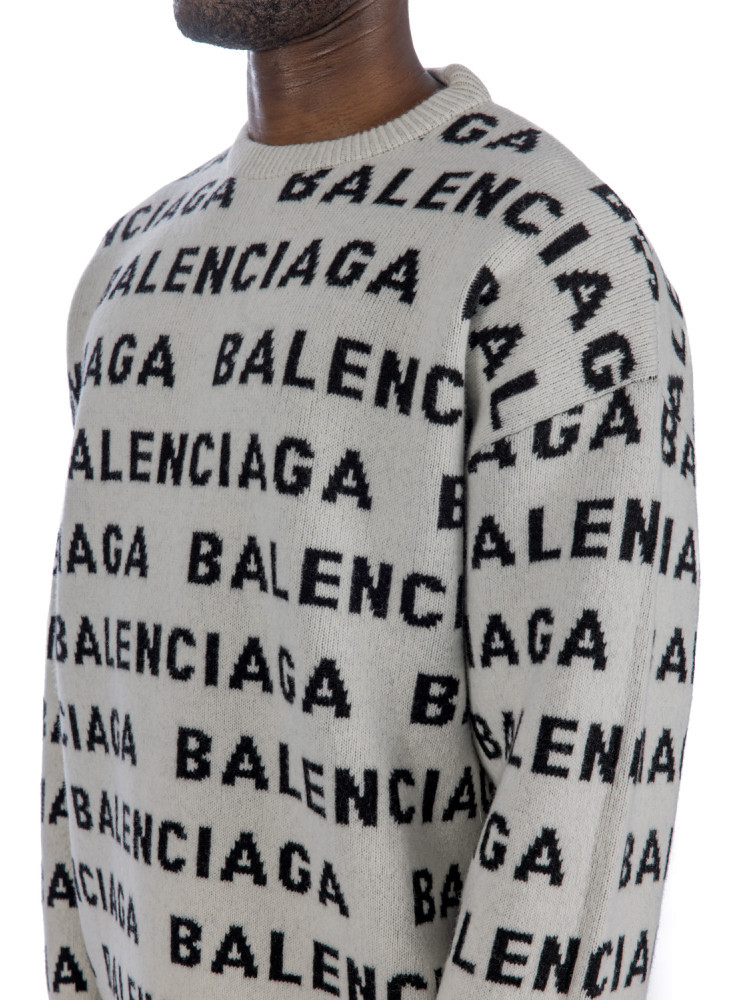 Balenciaga Logo-monogrammed Wool-blend Jumper In White