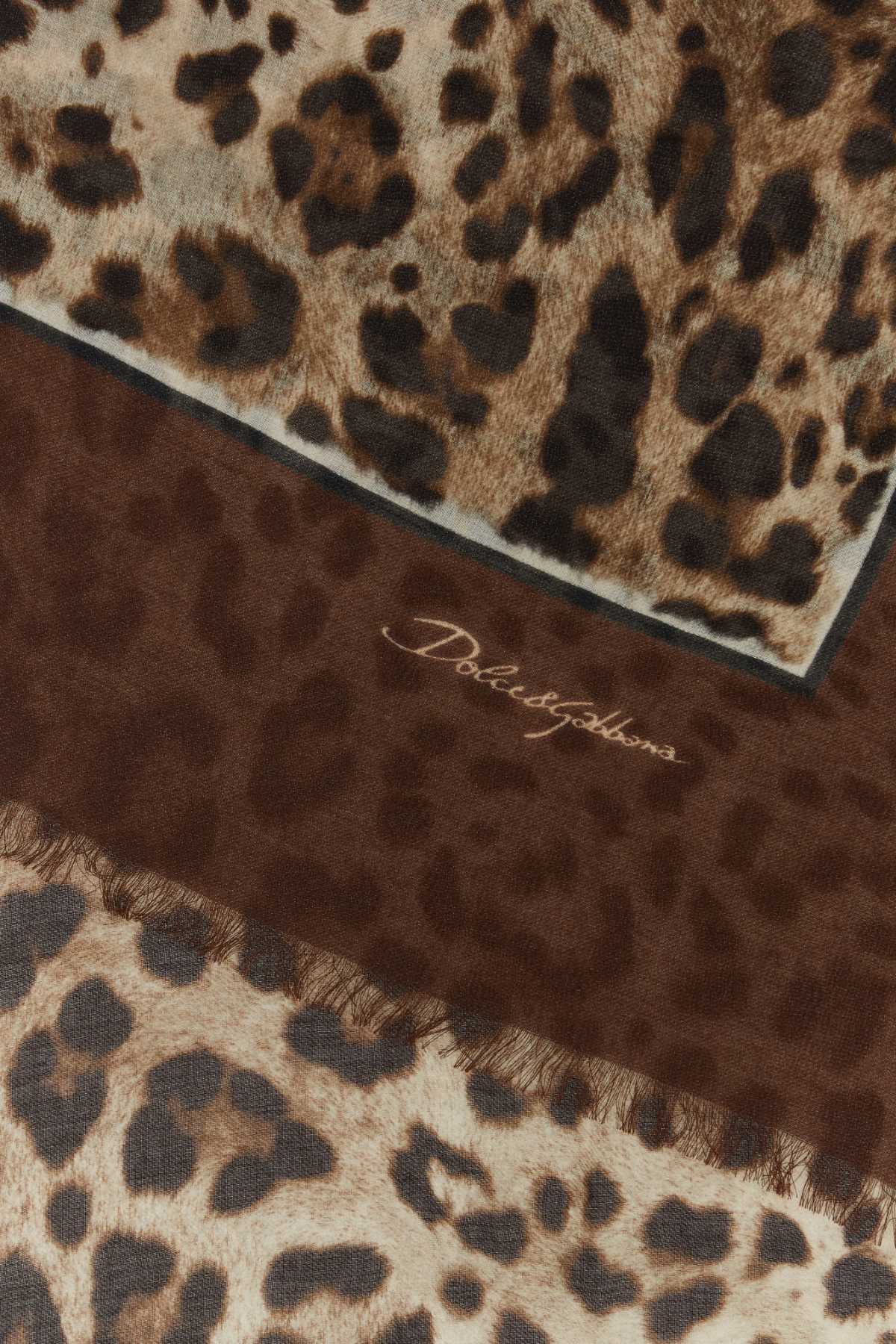 Dolce & Gabbana Leopard-print Silk Scarf In Brown
