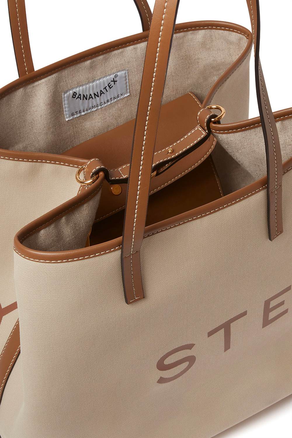 Stella Mccartney Smc Bananatex Large Tote Bag In Pebble