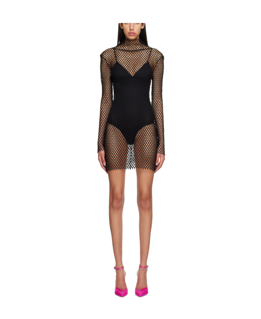 Msgm Xiao Gao Collar Mini Dress In Black