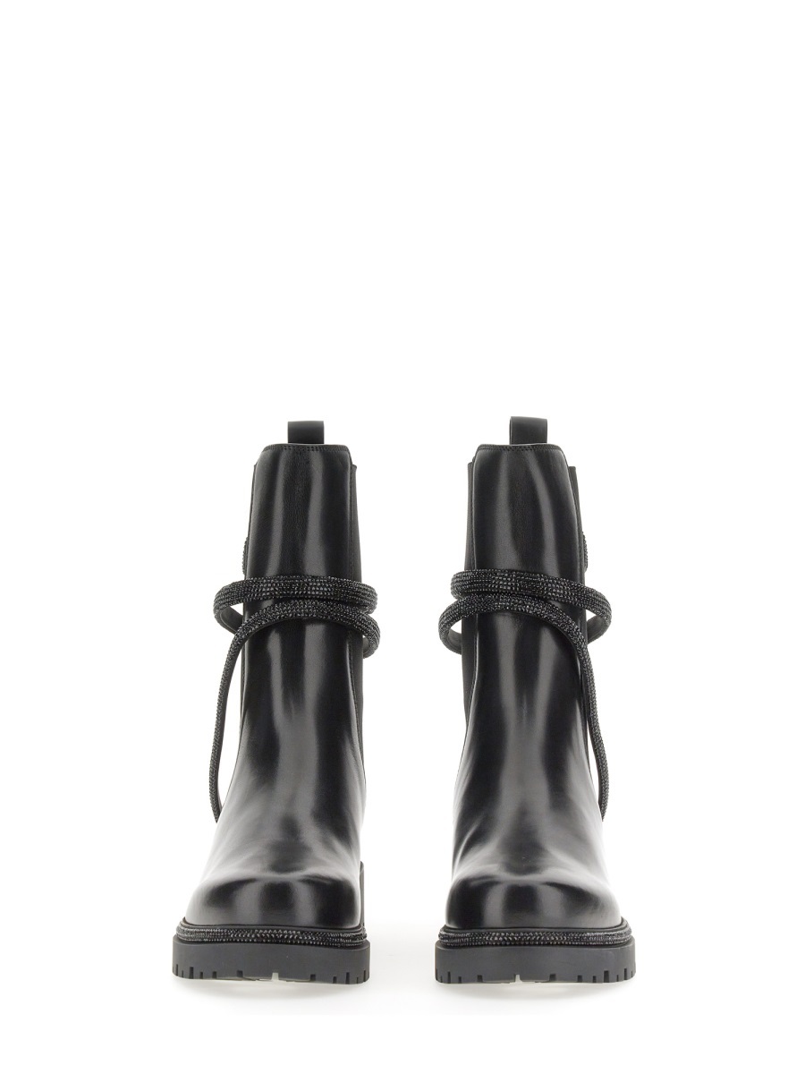 René Caovilla Cleo Combat Biker Boot In Black