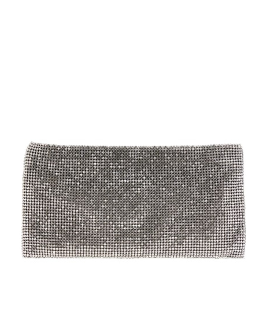 Benedetta Bruzziches La Petite Your Best Friend Chain Clutch In Gray