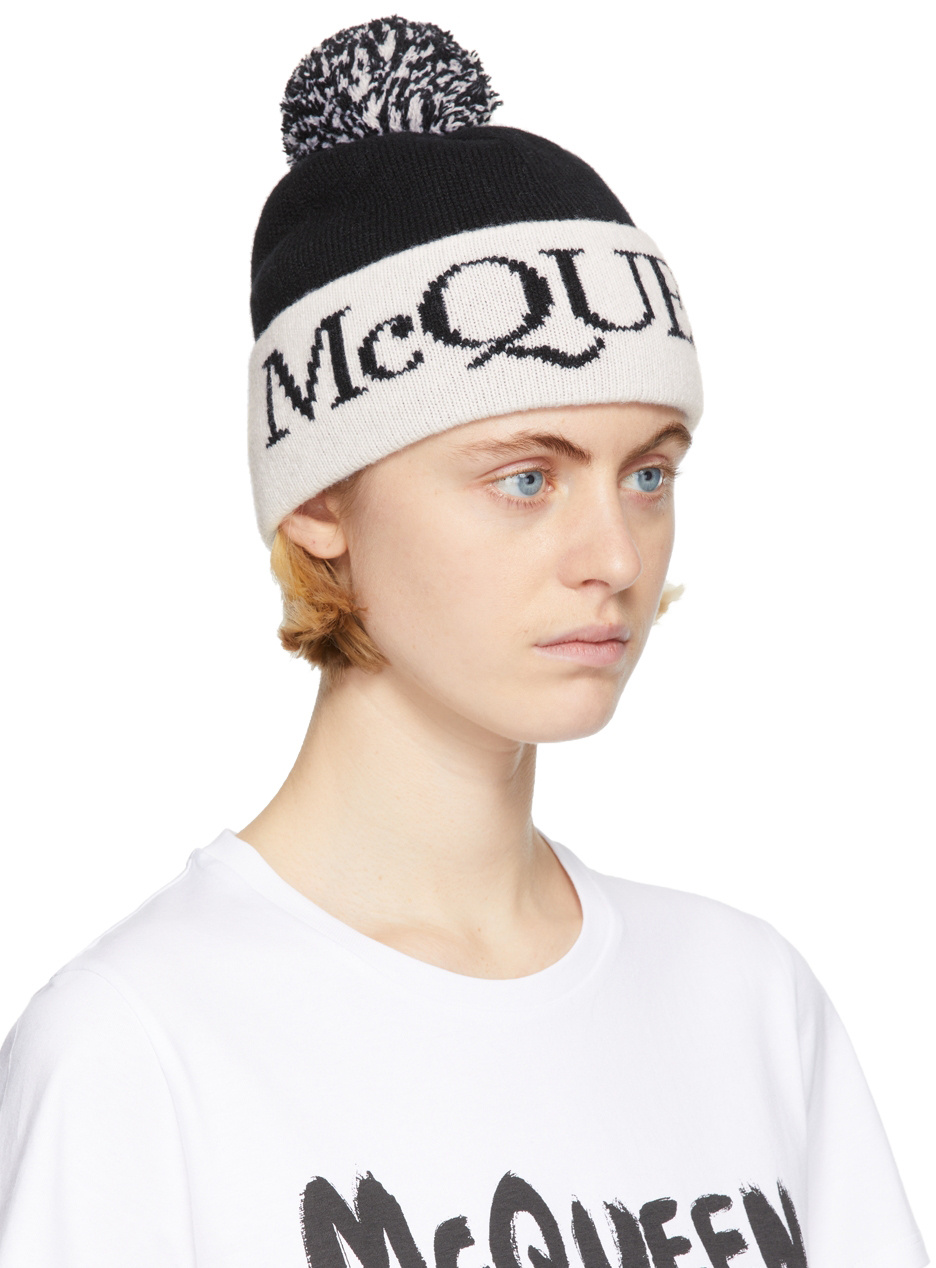 Alexander Mcqueen Mcqueen Intarsia-knit Logo Wool Beanie In Black