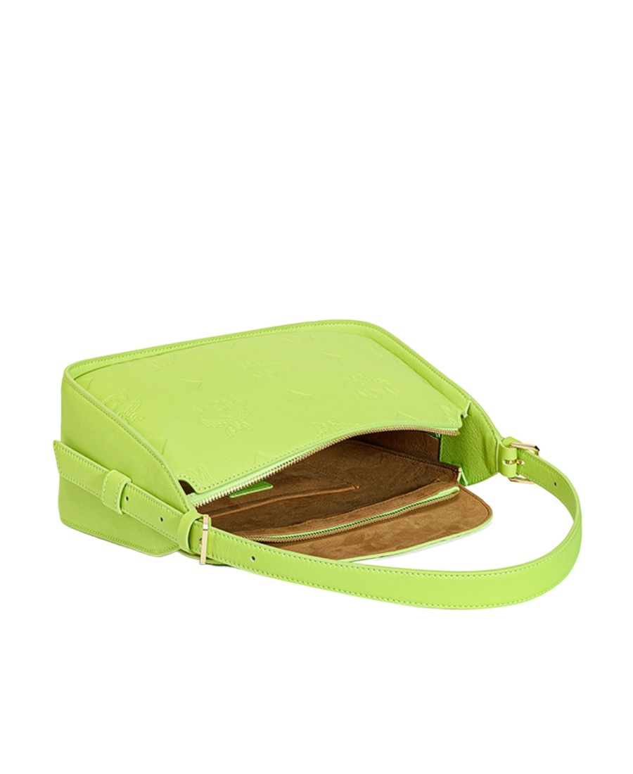 Mcm Monogram Embossed Fold-over Tote Bag In Green