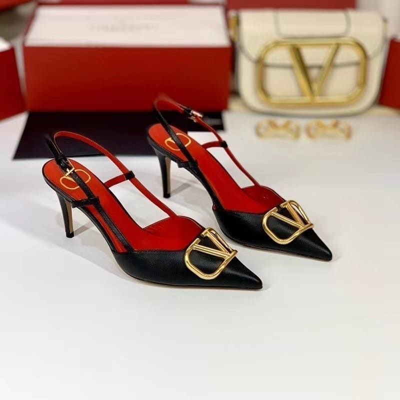 Valentino Garavani Vlogo Signature Satin Slingback Pumps 80mm Woman Black 40.5 In Black