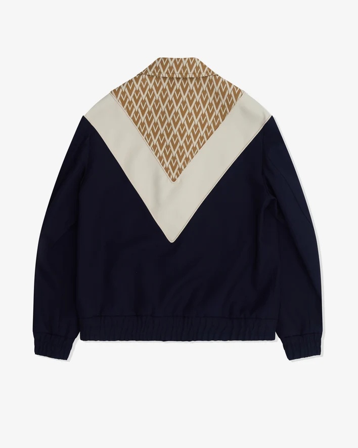 Valentino Wool And Cotton Jacket With Chevron Pattern In Black