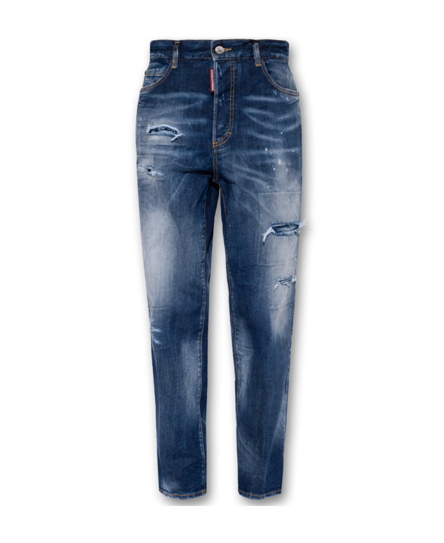 Dsquared2 Distressed High-waisted Jeans In Blue