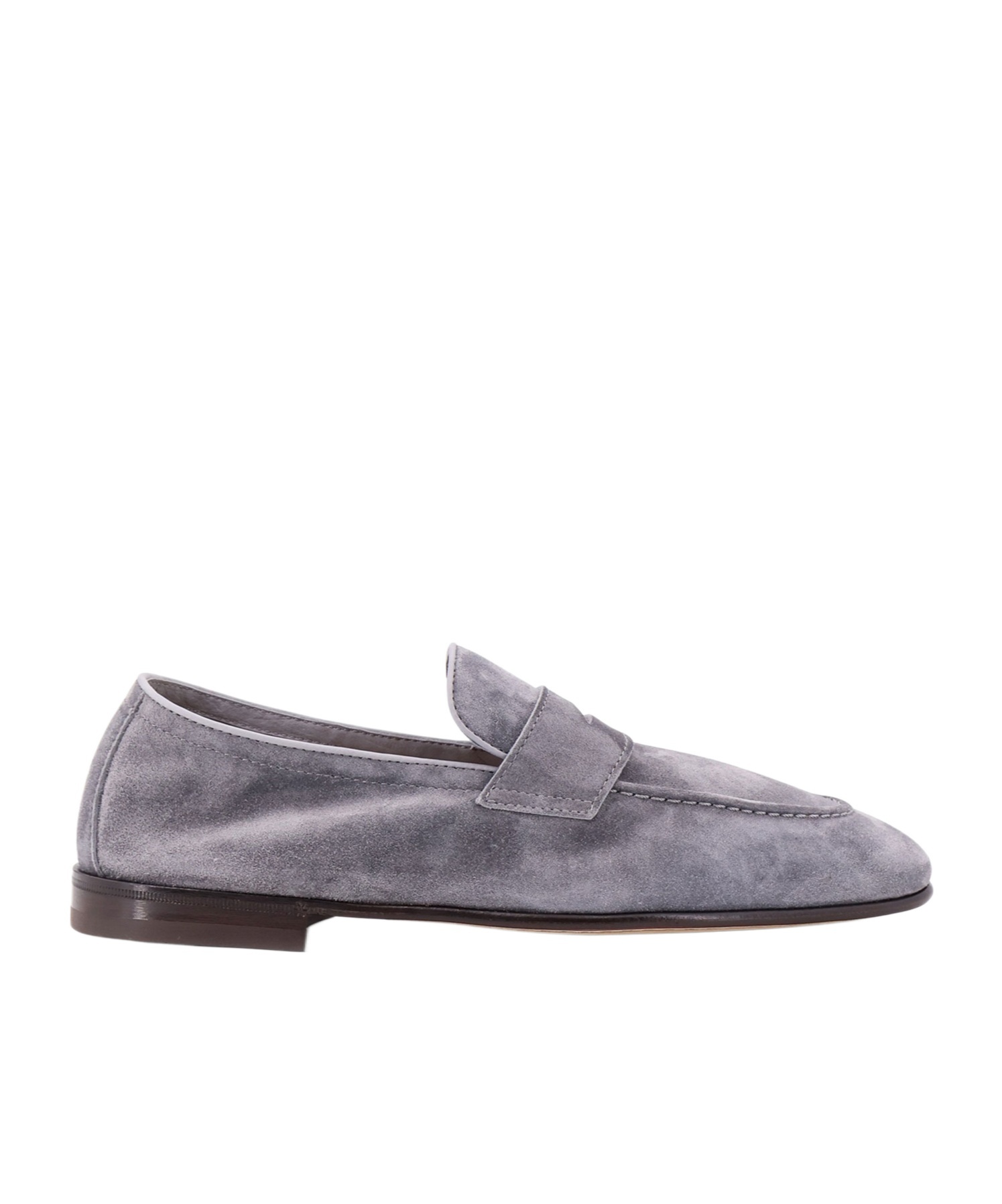 Brunello Cucinelli Suede Penny Loafers In Gray