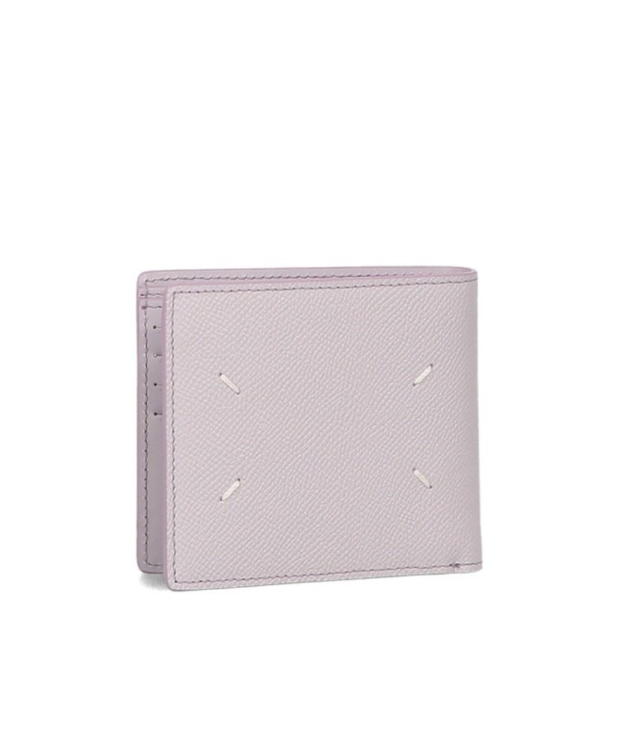 Maison Margiela Four-stitch Bi-fold Leather Wallet In Pink