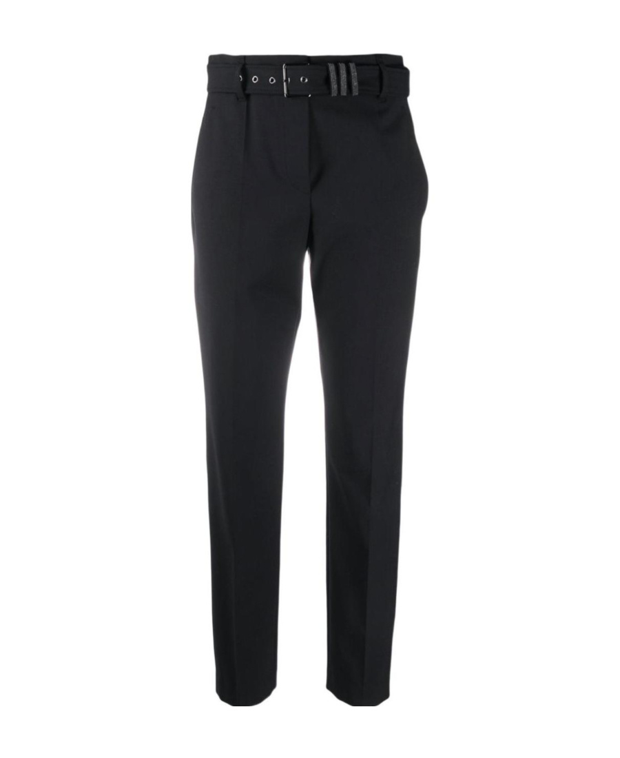 Brunello Cucinelli Belted Tailored Trousers In Black