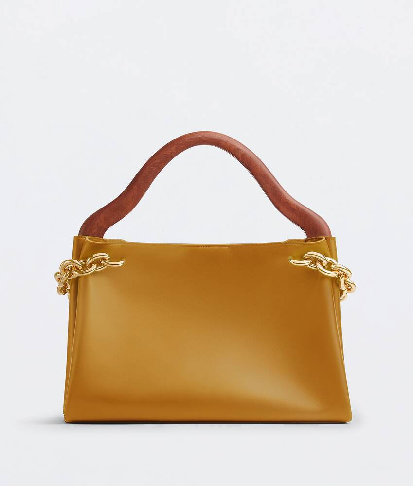 Bottega Veneta Small Chain Wooden Handle Tote Bag In Brown