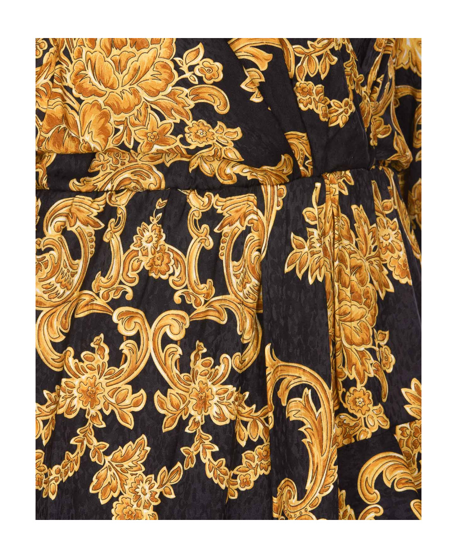 Pinko Floral Print Draped Mini Dress In Black