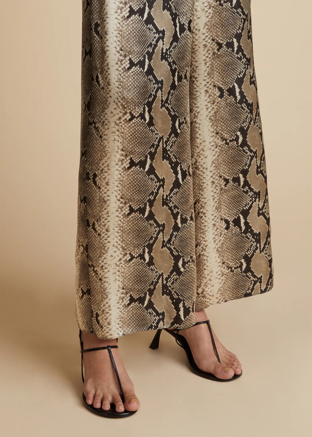 Khaite Mindy Snake-print Crop Trousers In Brown