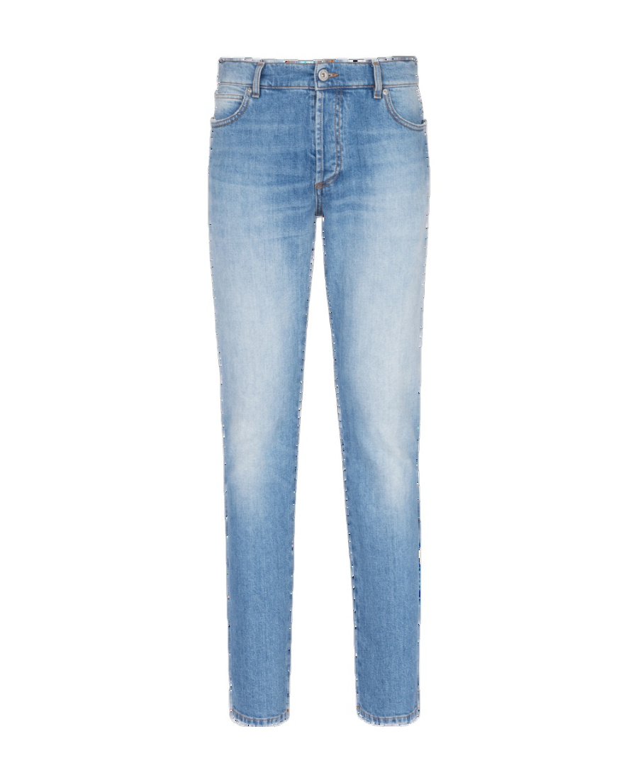 Shop Balmain Slim-fit Cotton Jeans In Blue