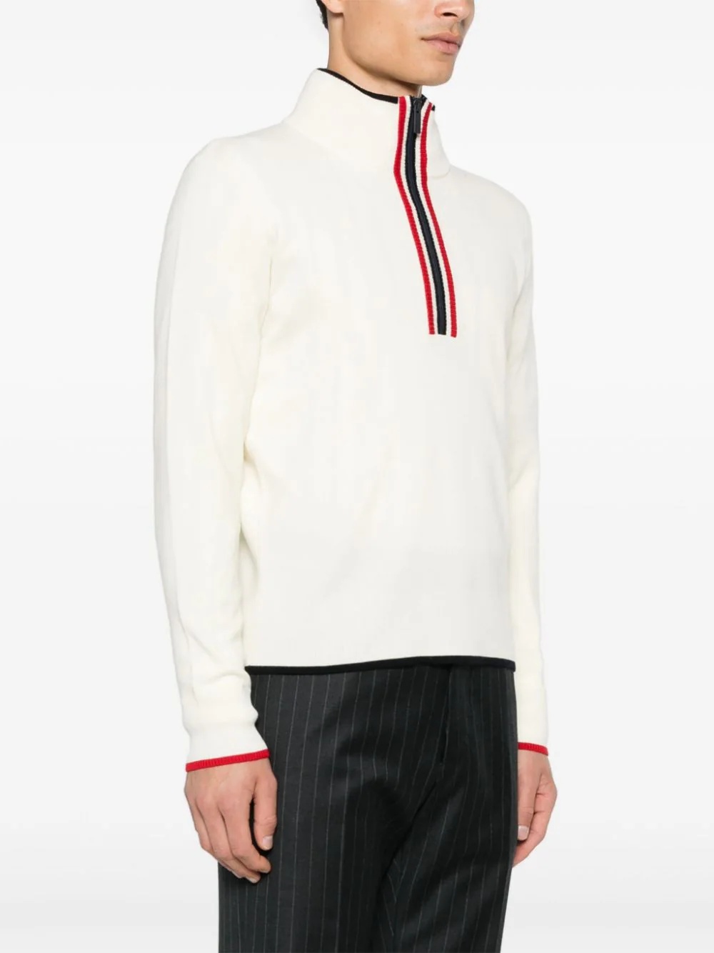 Thom Browne Off-white Wool Funnel Neck Sweater In White