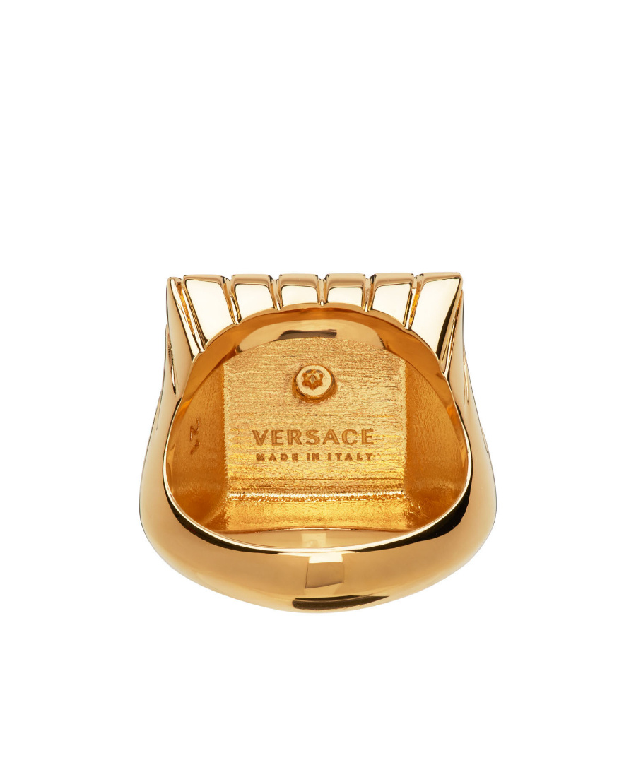 Versace Medusa Signet Ring In Yellow