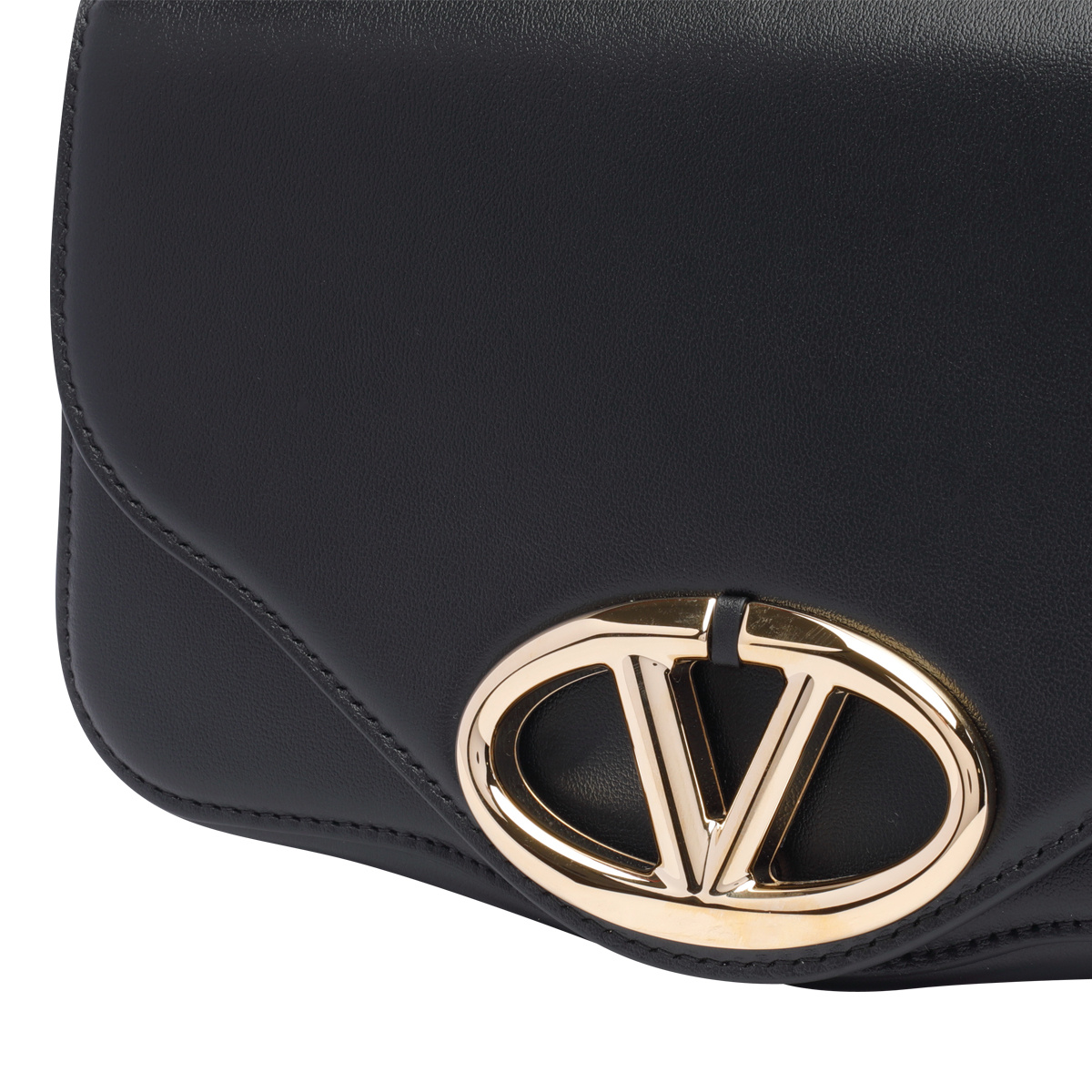 Valentino Vlogo Signature Leather Crossbody Bag In Black