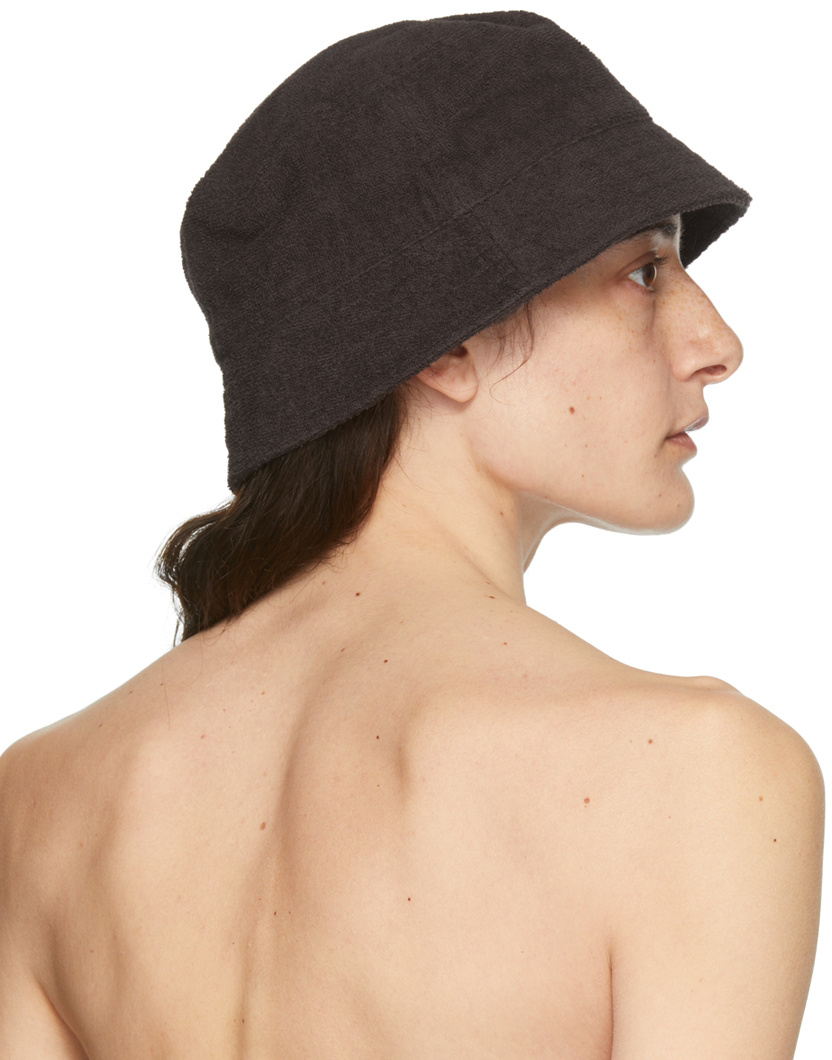 Auralee Brown Organic Cotton Terrycloth Bucket Hat In Nude