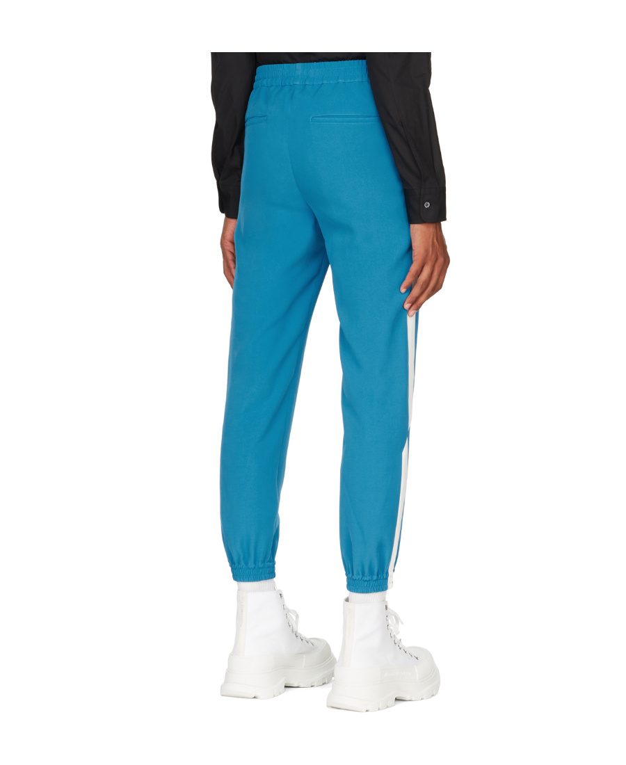 Alexander Mcqueen Blue Viscose Lounge Pants In Blue