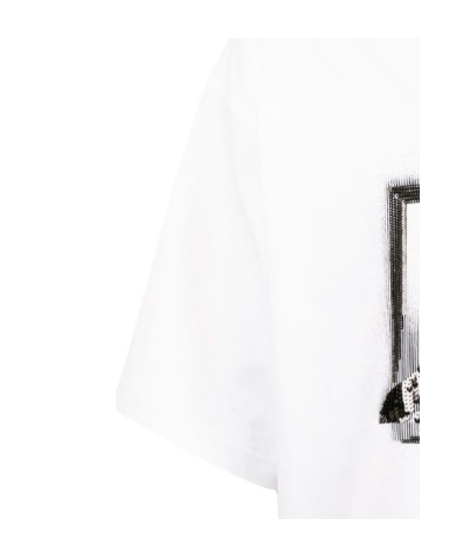 We11 Done Sequinned Logo-print T-shirt In White