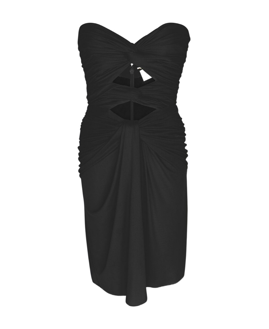 Saint Laurent Cut-out Detailed Crepe Jersey Dress In Black