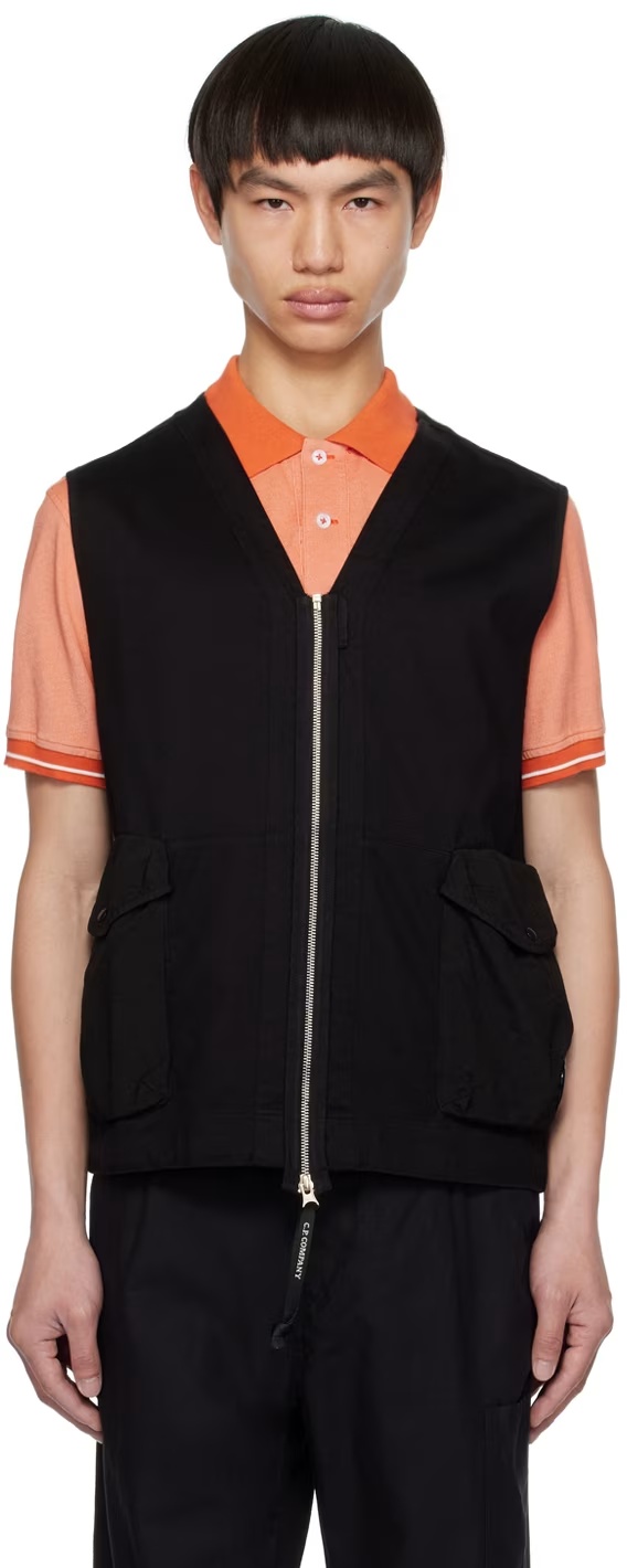C.p. Company Sleeveless Zipped Vest In Black