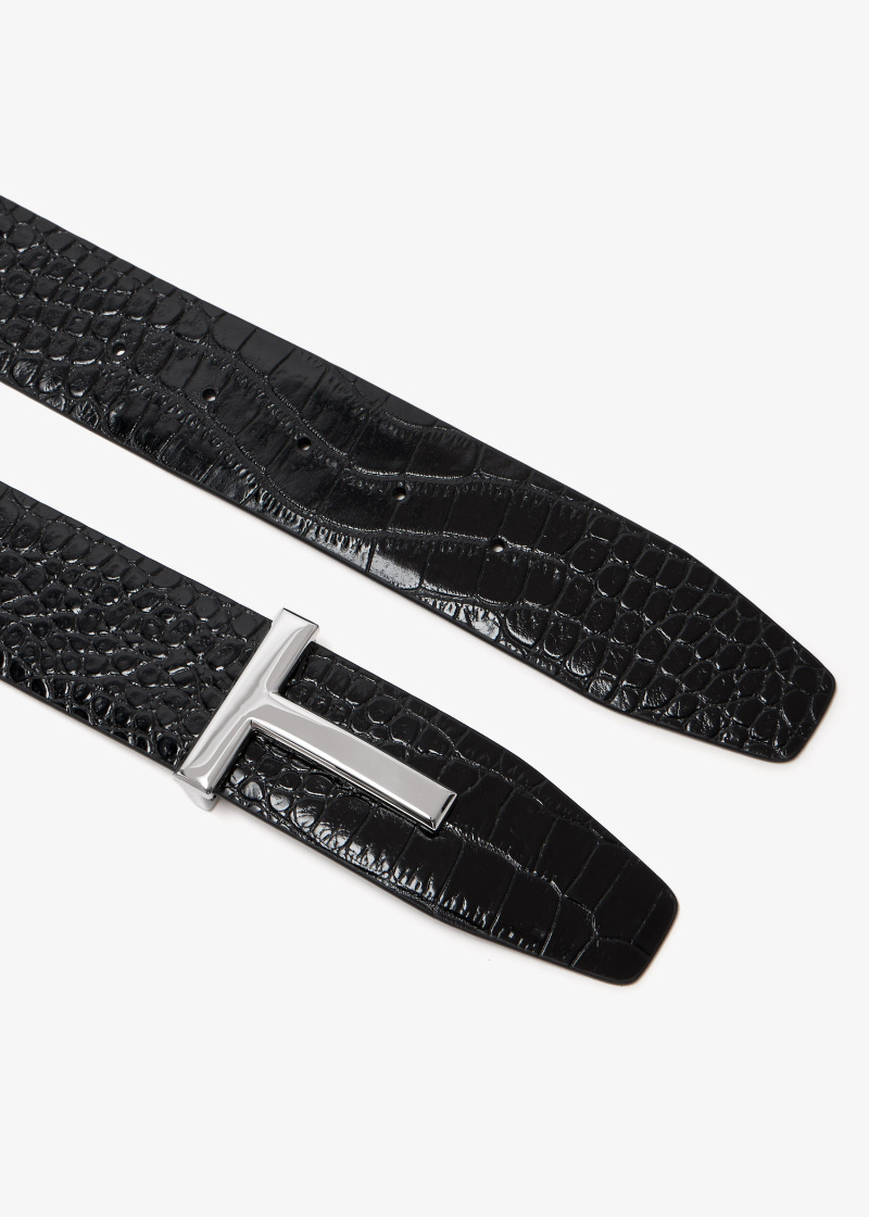 Tom Ford T Buckle Reversible Belt In Black