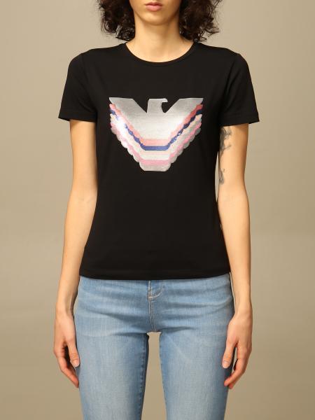 EMPORIO ARMANI SEQUIN LOGO COTTON T-SHIRT